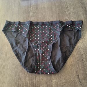Victoria's secret stretch Cotton Polka Dot bikini panty SMALL BLACK